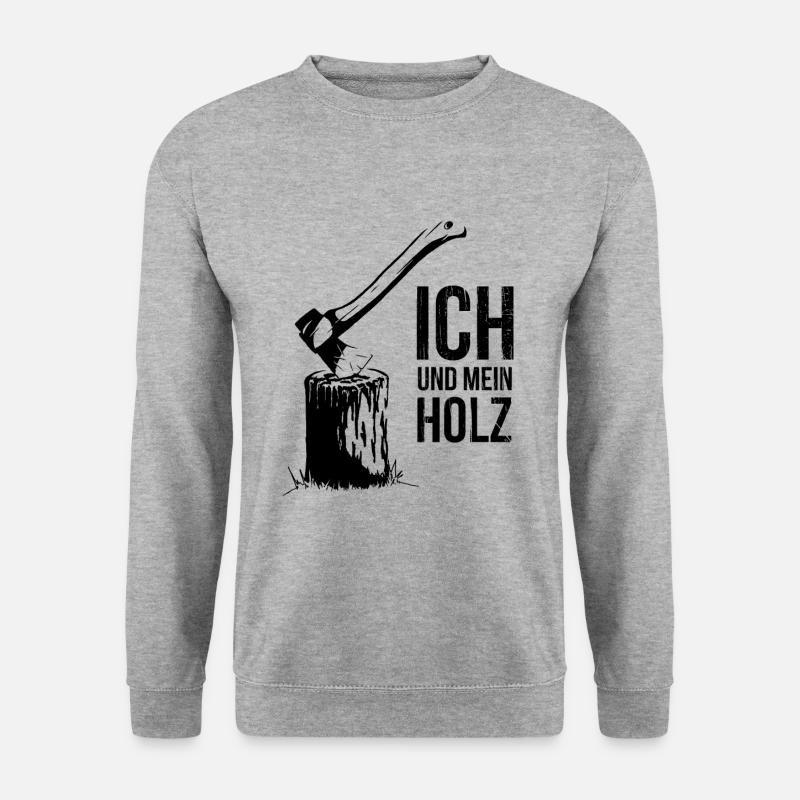 Ich und Mein Holz Lustiges Holzfäller Axt Geschenk - Unisex Pullover - Weißgrau meliert