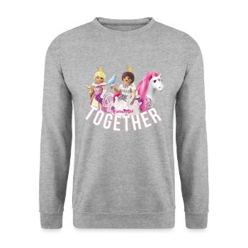 Playmobil Girls Together Princesses Et Licornes - Sweat-shirt Unisexe - gris chiné - Devant - Alina (178cm) & Michal (187cm)