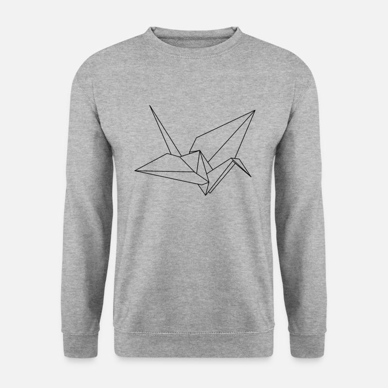 Origami Kranich - Unisex Pullover - Weißgrau meliert