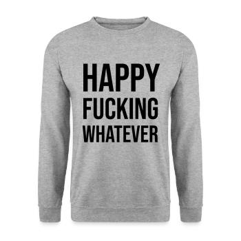 Happy Fucking Whatever - Unisex Pullover - Weißgrau meliert - Vorne - Alina (178cm) & Michal (187cm)