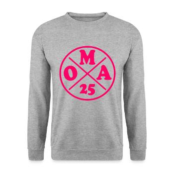 Oma 2025 - Unisex Pullover - Weißgrau meliert - Vorne - Alina (178cm) & Michal (187cm)