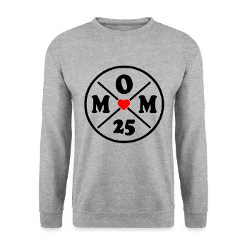Mom 2025 - Unisex Pullover - Weißgrau meliert - Vorne - Alina (178cm) & Michal (187cm)