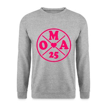 Oma 2025 - Unisex Pullover - Weißgrau meliert - Vorne - Alina (178cm) & Michal (187cm)
