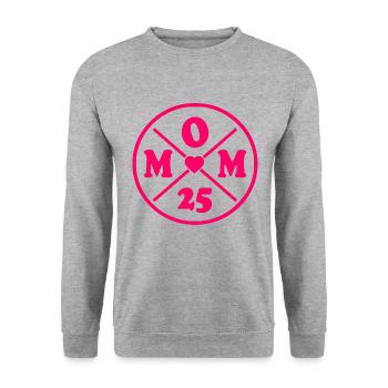 Mom 2025 - Unisex Pullover - Weißgrau meliert - Vorne - Alina (178cm) & Michal (187cm)