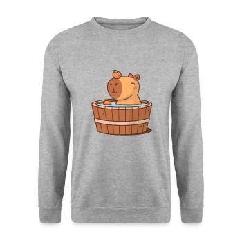 Capybara dans le jacuzzi - Sweat-shirt Unisexe - gris chiné - Devant - Alina (178cm) & Michal (187cm)