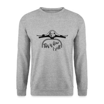 Zweitakter Roller Motorroller Moped - Unisex Pullover - Weißgrau meliert - Vorne - Alina (178cm) & Michal (187cm)