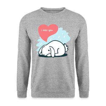 Tu me manques drôles d’animaux graphique - Sweat-shirt Unisexe - gris chiné - Devant - Alina (178cm) & Michal (187cm)