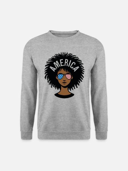 Amerika Afro - Unisex Pullover - Weißgrau meliert