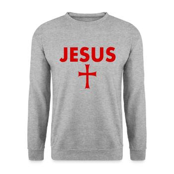 Croix de Jésus - Sweat-shirt Unisexe - gris chiné - Devant - Alina (178cm) & Michal (187cm)
