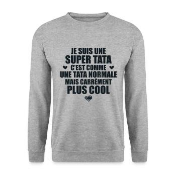 Je Suis Une Super Tata - Humour Tata - Sweat-shirt Unisexe - gris chiné - Devant - Alina (178cm) & Michal (187cm)