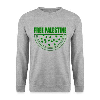 Free palestine wassermelone melone - Unisex Pullover - Weißgrau meliert - Vorne - Alina (178cm) & Michal (187cm)