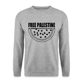 Free palestine - Unisex Pullover - Weißgrau meliert - Vorne - Alina (178cm) & Michal (187cm)
