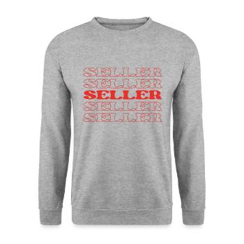 Verkäufer, Verkäufer, Verkäufer, Händler, Händler - Unisex Pullover - Weißgrau meliert - Vorne - Alina (178cm) & Michal (187cm)