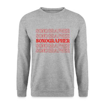 Sonograph Spezialist für medizinische Bildgebung Ultraschall - Unisex Pullover - Weißgrau meliert - Vorne - Alina (178cm) & Michal (187cm)