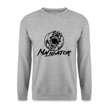 MALIGATOR Belgian Malinois IGP Hunde Wilsigns - Unisex Pullover - Weißgrau meliert - Vorne - Alina (178cm) & Michal (187cm)