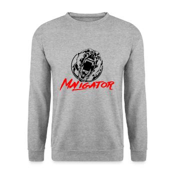 MALIGATOR Belgian Malinois IGP Hunde Wilsigns - Unisex Pullover - Weißgrau meliert - Vorne - Alina (178cm) & Michal (187cm)