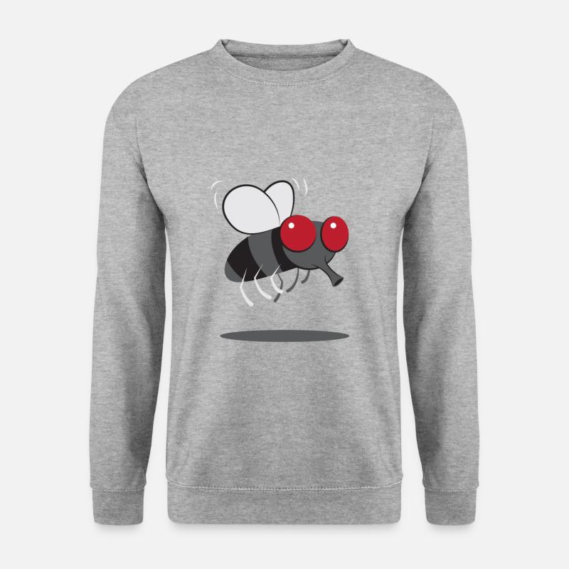 Crazy Housefly Fliege Insekt lustiges Design - Unisex Pullover - Weißgrau meliert