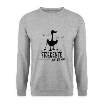 Stockente Silhouette Läuft Bei Dir Nordic Walking - Unisex Pullover - Weißgrau meliert - Vorne - Alina (178cm) & Michal (187cm)