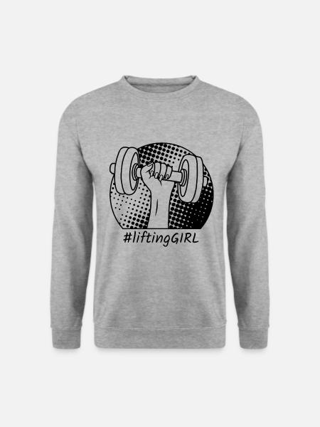 Lifting girl Fitness Krafttraining Sportart - Unisex Pullover - Weißgrau meliert