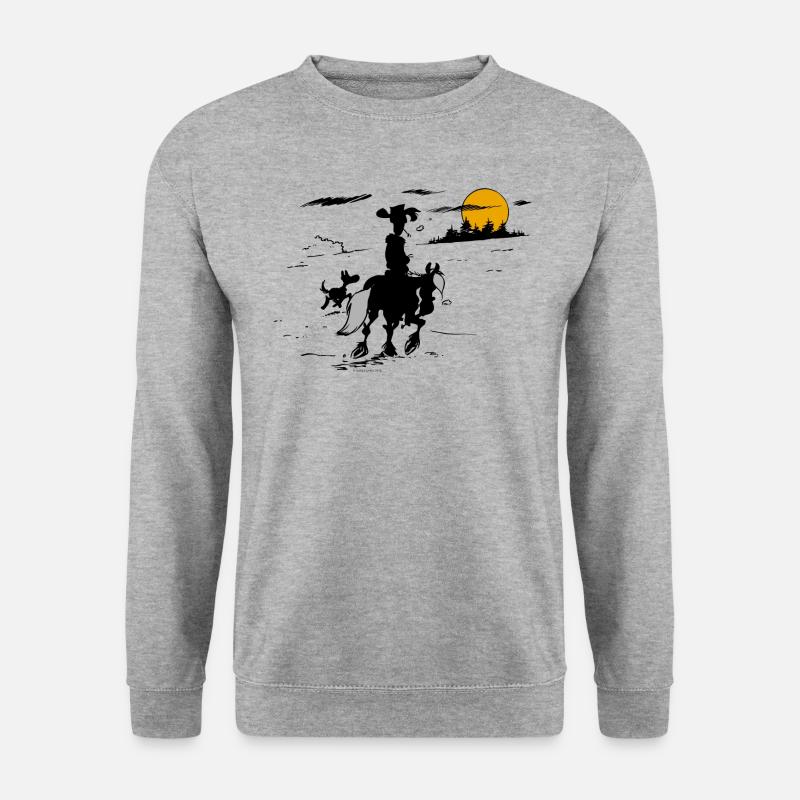 Lucky Luke Mit Jolly Jumper Und Rantanplan - Unisex Pullover - Weißgrau meliert