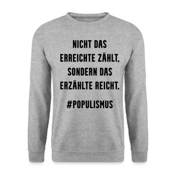 POPULIST'S FINEST - Unisex Pullover - Weißgrau meliert - Vorne - Alina (178cm) & Michal (187cm)