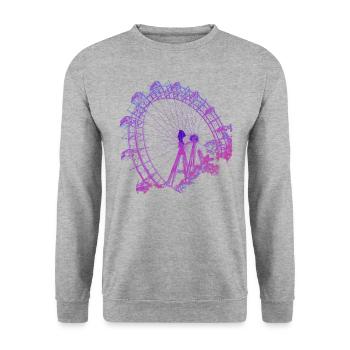 Wiener Riesenrad im Prater, Wahrzeichen von Wien - Unisex Pullover - Weißgrau meliert - Vorne - Alina (178cm) & Michal (187cm)