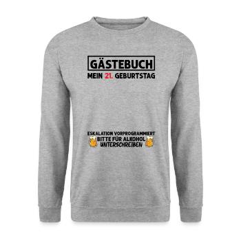Gästebuch 21. Geburtstag Mann Frau 21 Jahre - Unisex Pullover - Weißgrau meliert - Vorne - Alina (178cm) & Michal (187cm)