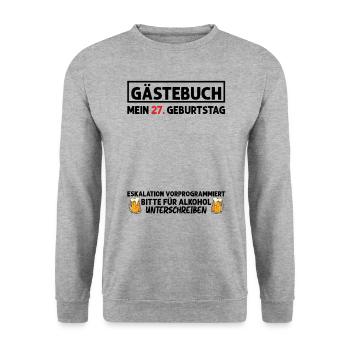 Gästebuch 27. Geburtstag Mann Frau 27 Jahre - Unisex Pullover - Weißgrau meliert - Vorne - Alina (178cm) & Michal (187cm)