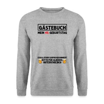 Gästebuch 49. Geburtstag Mann Frau 49 Jahre - Unisex Pullover - Weißgrau meliert - Vorne - Alina (178cm) & Michal (187cm)