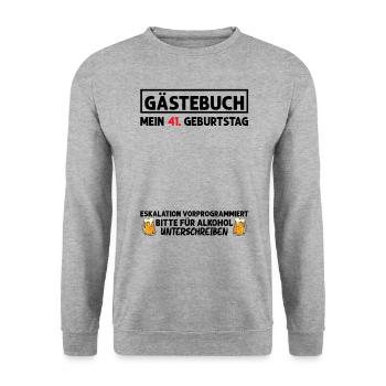 Gästebuch 41. Geburtstag Mann Frau 41 Jahre - Unisex Pullover - Weißgrau meliert - Vorne - Alina (178cm) & Michal (187cm)