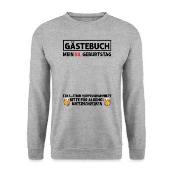 Gästebuch 53. Geburtstag Mann Frau 53 Jahre - Unisex Pullover - Weißgrau meliert - Vorne - Alina (178cm) & Michal (187cm)