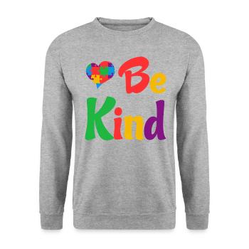 Love Be Kind Grafik - Unisex Pullover - Weißgrau meliert - Vorne - Alina (178cm) & Michal (187cm)