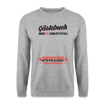 Gästebuch 35. Geburtstag Mann Frau 35 Jahre - Unisex Pullover - Weißgrau meliert - Vorne - Alina (178cm) & Michal (187cm)