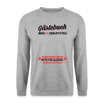 Gästebuch 49. Geburtstag Mann Frau 49 Jahre - Unisex Pullover - Weißgrau meliert - Vorne - Alina (178cm) & Michal (187cm)