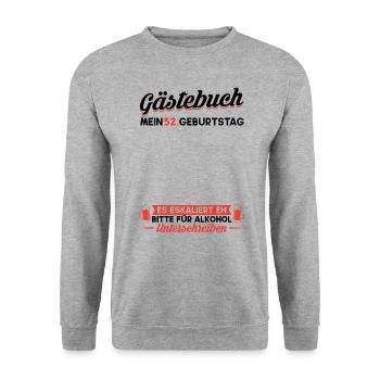 Gästebuch 52. Geburtstag Mann Frau 52 Jahre - Unisex Pullover - Weißgrau meliert - Vorne - Alina (178cm) & Michal (187cm)