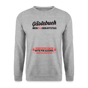 Gästebuch 54. Geburtstag Mann Frau 54 Jahre - Unisex Pullover - Weißgrau meliert - Vorne - Alina (178cm) & Michal (187cm)