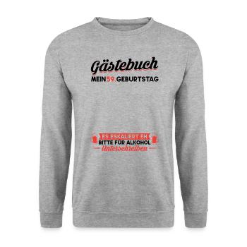 Gästebuch 59. Geburtstag Mann Frau 59 Jahre - Unisex Pullover - Weißgrau meliert - Vorne - Alina (178cm) & Michal (187cm)