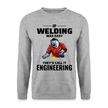 Welding Welder Metal Construction Ironworker - Unisex Sweatshirt - salt & pepper - Front - Alina (178cm) & Michal (187cm)