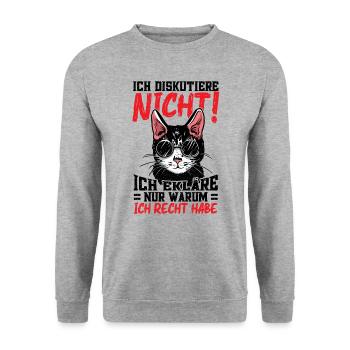Ich Diskutiere Nicht - Ich habe Recht - Unisex Pullover - Weißgrau meliert - Vorne - Alina (178cm) & Michal (187cm)