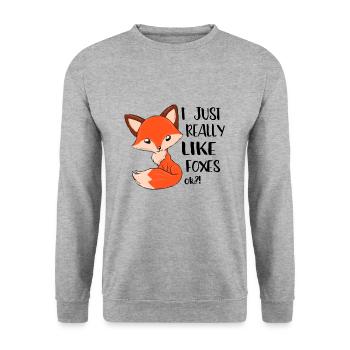 J'aime vraiment les renards cadeau renard renard roux - Sweat-shirt Unisexe - gris chiné - Devant - Alina (178cm) & Michal (187cm)