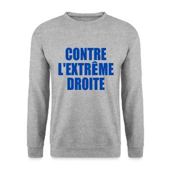 contre lextreme droite - Sweat-shirt Unisexe - gris chiné - Devant - Alina (178cm) & Michal (187cm)