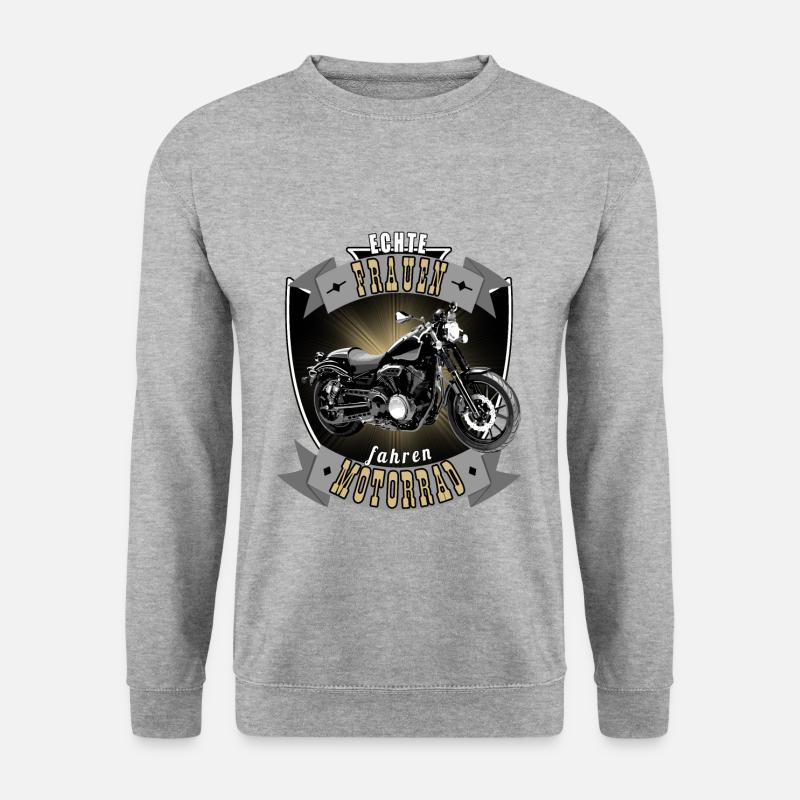 Bikerin Motorrad Frau Spruch - Unisex Pullover - Weißgrau meliert