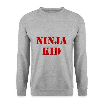 Ninja Kid Warrior Sport Vintage - Unisex Pullover - Weißgrau meliert - Vorne - Alina (178cm) & Michal (187cm)