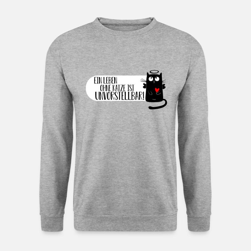 Ein Leben ohne Katze ist Unvorstellbar! - Unisex Pullover - Weißgrau meliert