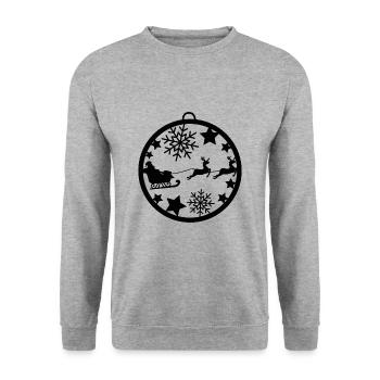 Rudolph Rentier Elch Weihnachten Christmas Xmas - Unisex Pullover - Weißgrau meliert - Vorne - Alina (178cm) & Michal (187cm)