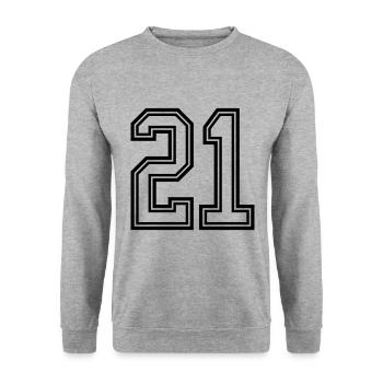 21 number symbol - Unisex Sweatshirt - salt & pepper - Front - Alina (178cm) & Michal (187cm)