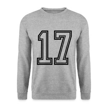17 Symbole numérique - Sweat-shirt Unisexe - gris chiné - Devant - Alina (178cm) & Michal (187cm)