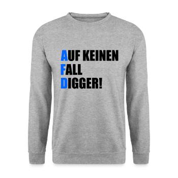 auf keinen fall digga - Unisex Pullover - Weißgrau meliert - Vorne - Alina (178cm) & Michal (187cm)