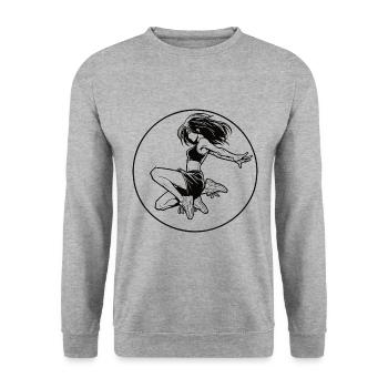 Freerunning Girl – Parkour sans limites - Sweat-shirt Unisexe - gris chiné - Devant - Alina (178cm) & Michal (187cm)