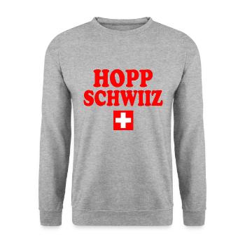 Hopp schwiiz - Sweat-shirt Unisexe - gris chiné - Devant - Alina (178cm) & Michal (187cm)